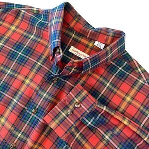 VTG Culwell & Son Mens Plaid Flannel Shirt XL Wool Blend Orange Navy Button Up